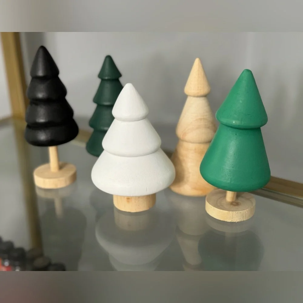Set of 5 Target BP Wooden Christmas Trees
